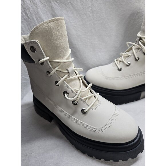 Timberland Sky White Leather Lace Up Chunky Platform Combat Boot Women’s Size 9 - Picture 6 of 13